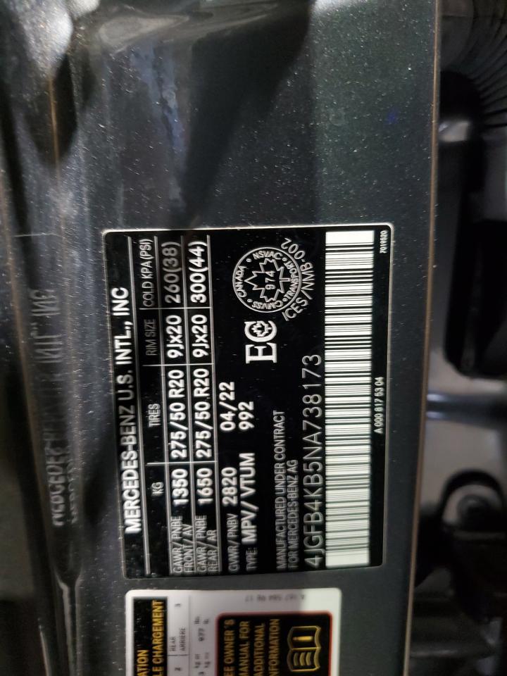 2022 Mercedes-Benz Gle 350 4Matic VIN: 4JGFB4KB5NA738173 Lot: 84008725