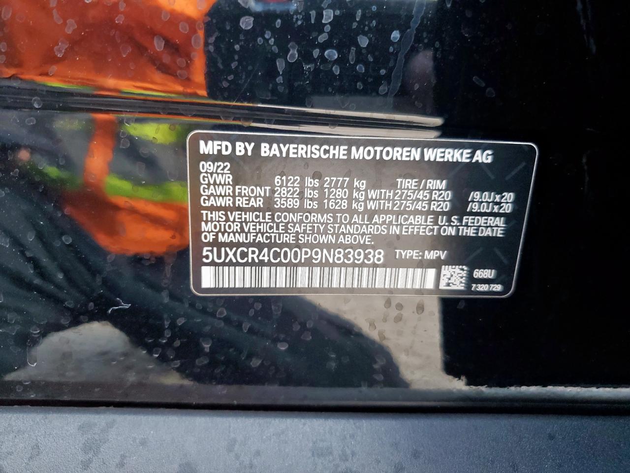 2023 BMW X5 Sdrive 40I VIN: 5UXCR4C00P9N83938 Lot: 69952035