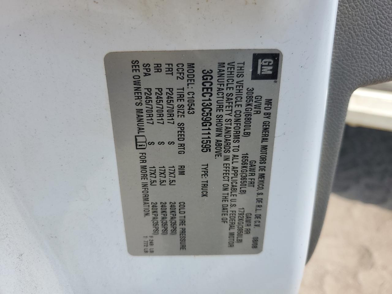 2009 Chevrolet Silverado C1500 VIN: 3GCEC13C59G111595 Lot: 80566035