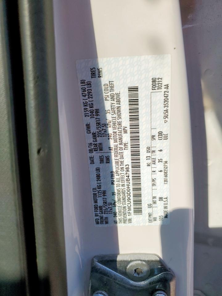 2017 Ford Escape Se VIN: 1FMCU9GD0HUB47983 Lot: 80588995