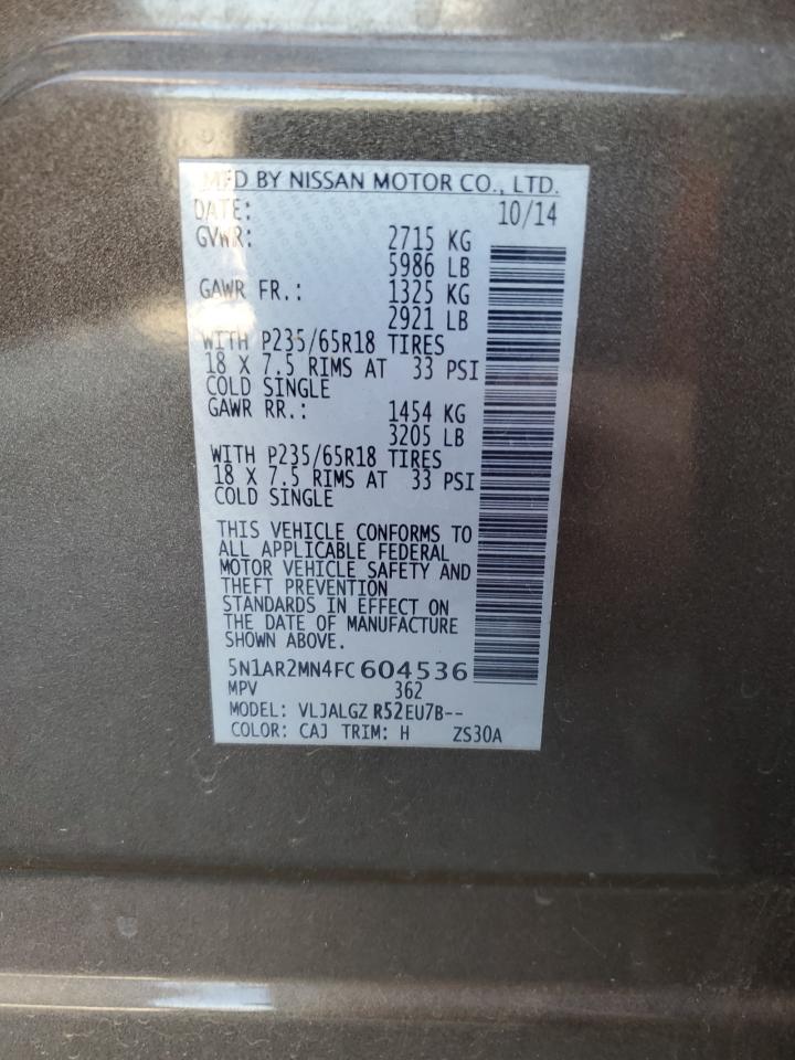 2015 Nissan Pathfinder S VIN: 5N1AR2MN4FC604536 Lot: 80503345