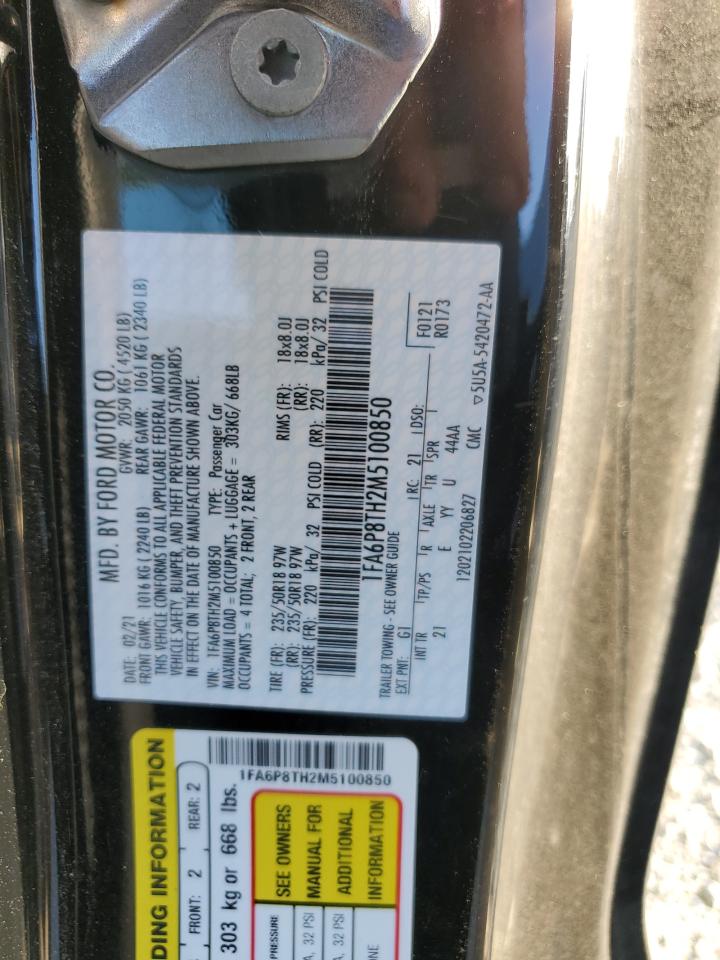 2021 Ford Mustang VIN: 1FA6P8TH2M5100850 Lot: 81483615