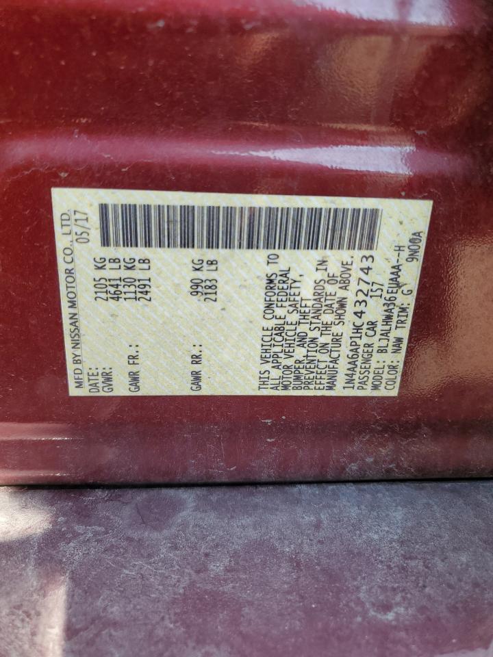 2017 Nissan Maxima 3.5S VIN: 1N4AA6AP1HC432743 Lot: 80557685