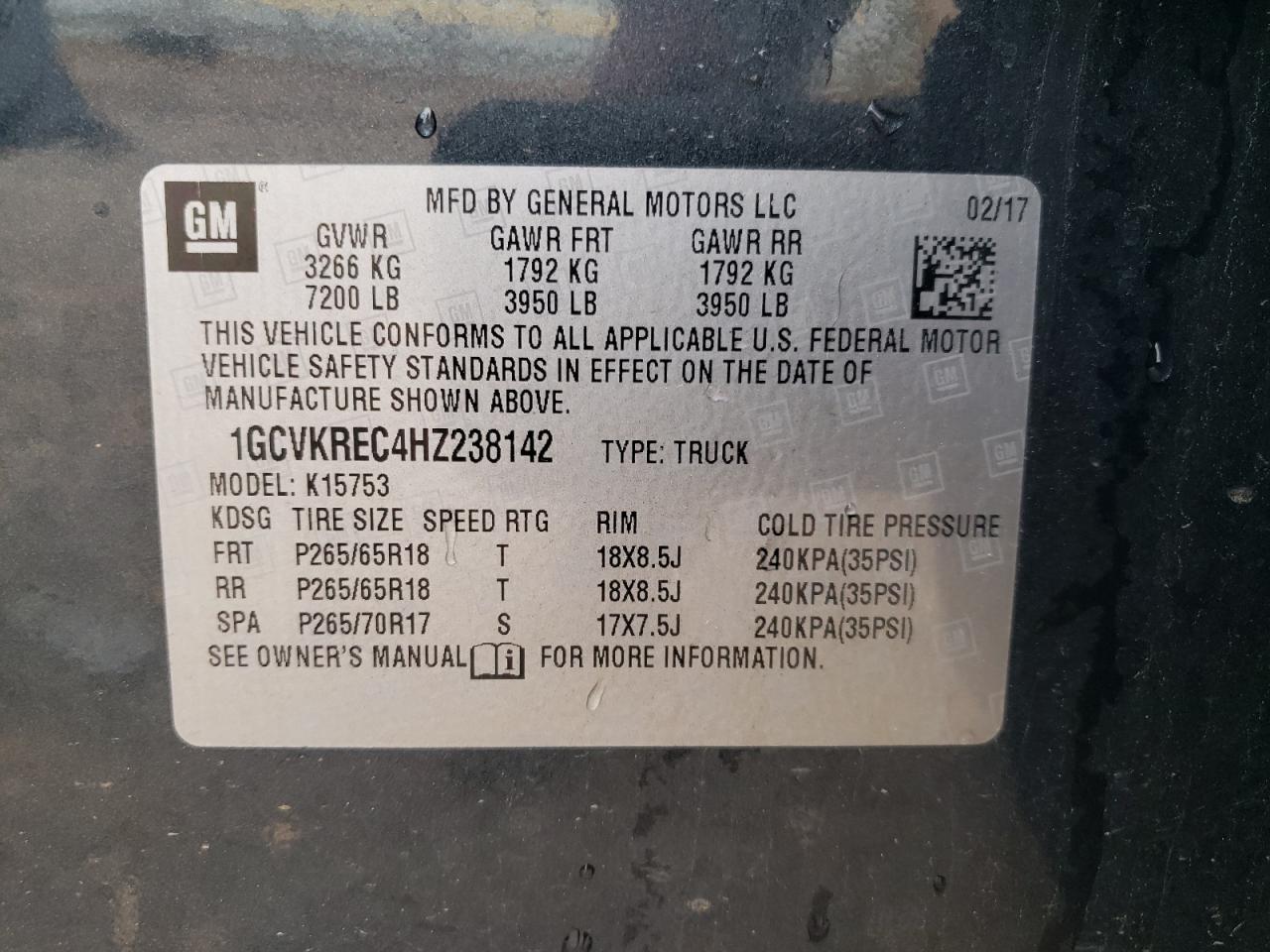 2017 Chevrolet Silverado K1500 Lt VIN: 1GCVKREC4HZ238142 Lot: 81765805