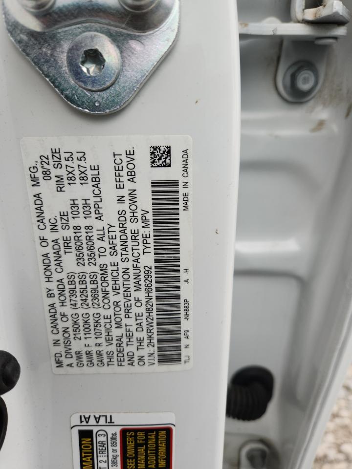 2022 Honda Cr-V Exl VIN: 2HKRW2H82NH662992 Lot: 84457685