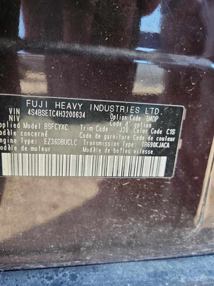 2017 Subaru Outback Touring VIN: 4S4BSETC4H3200634 Lot: 81805275