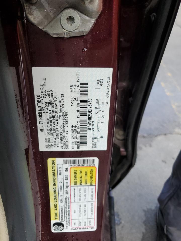 2013 Ford Fusion Se VIN: 3FA6P0HR9DR175769 Lot: 82032925