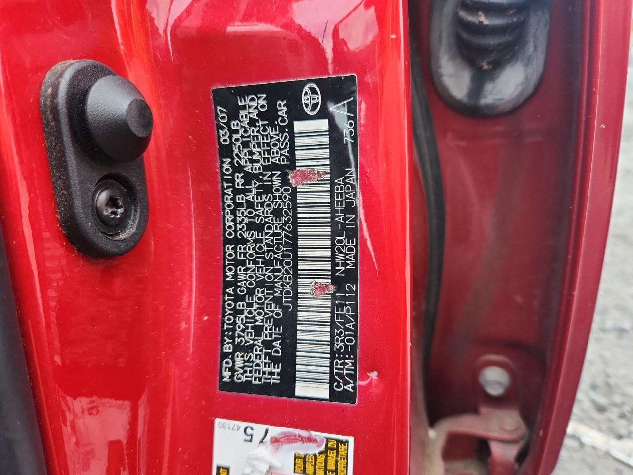 2007 Toyota Prius VIN: JTDKB20U177632590 Lot: 80090935