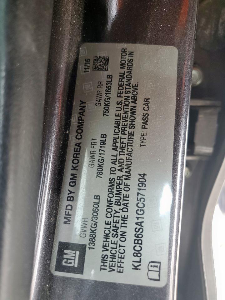 2016 Chevrolet Spark Ls VIN: KL8CB6SA1GC571904 Lot: 81079455