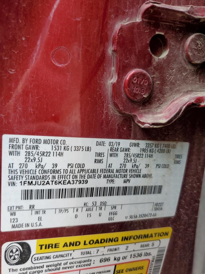 2019 Ford Expedition Limited VIN: 1FMJU2AT6KEA37939 Lot: 82117805