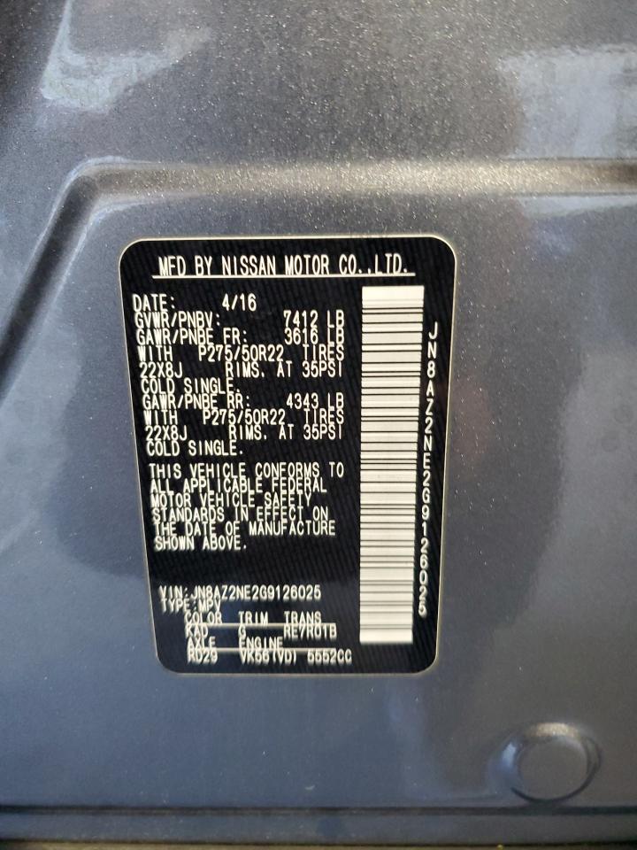 2016 Infiniti Qx80 VIN: JN8AZ2NE2G9126025 Lot: 83818035