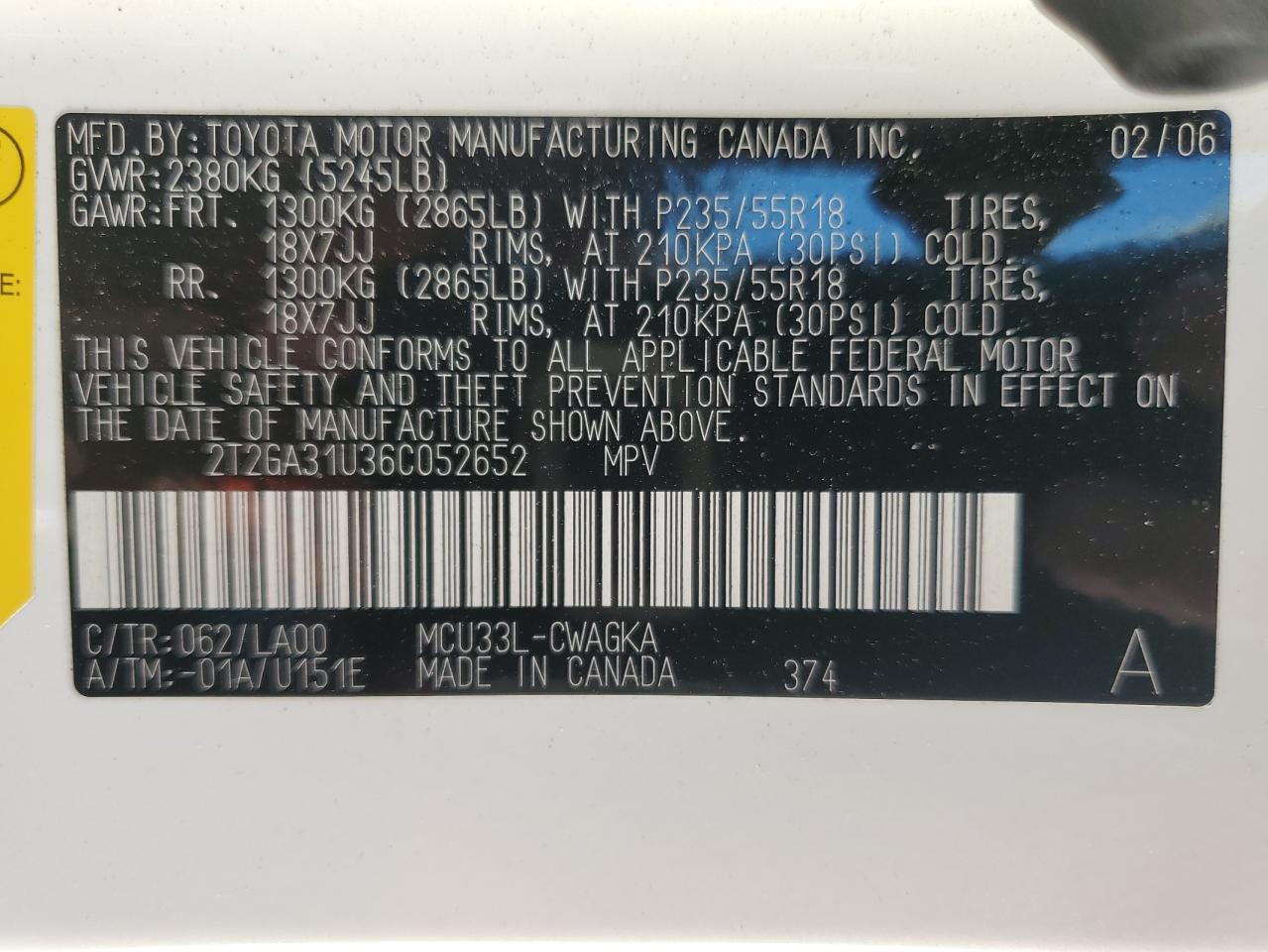 2006 Lexus Rx 330 VIN: 2T2GA31U36C052652 Lot: 82075965