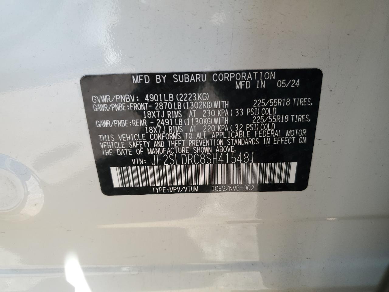 2025 Subaru Forester Limited VIN: JF2SLDRC8SH415481 Lot: 81755275