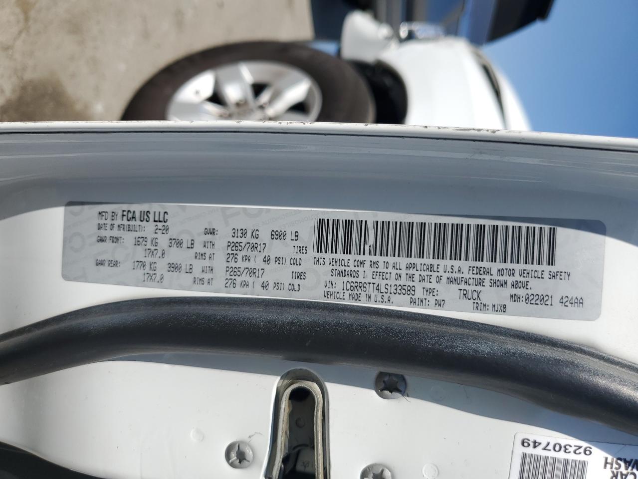 2020 Ram 1500 Classic Slt VIN: 1C6RR6TT4LS133589 Lot: 81843545