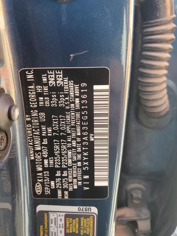 2014 Kia Sorento Lx VIN: 5XYKT3A63EG513619 Lot: 72068225