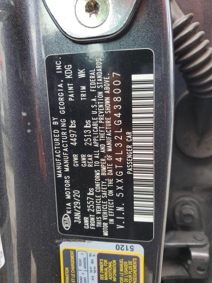 2020 Kia Optima Lx VIN: 5XXGT4L32LG438007 Lot: 80722295