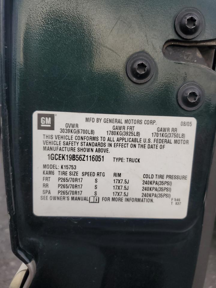 2006 Chevrolet Silverado K1500 VIN: 1GCEK19B56Z116051 Lot: 84202835