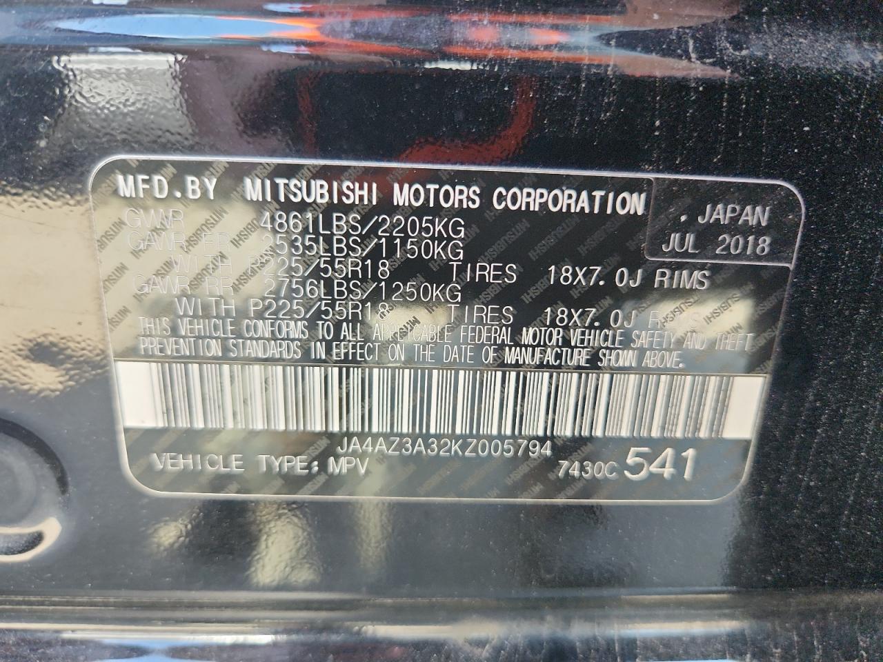 2019 Mitsubishi Outlander Se VIN: JA4AZ3A32KZ005794 Lot: 80699445