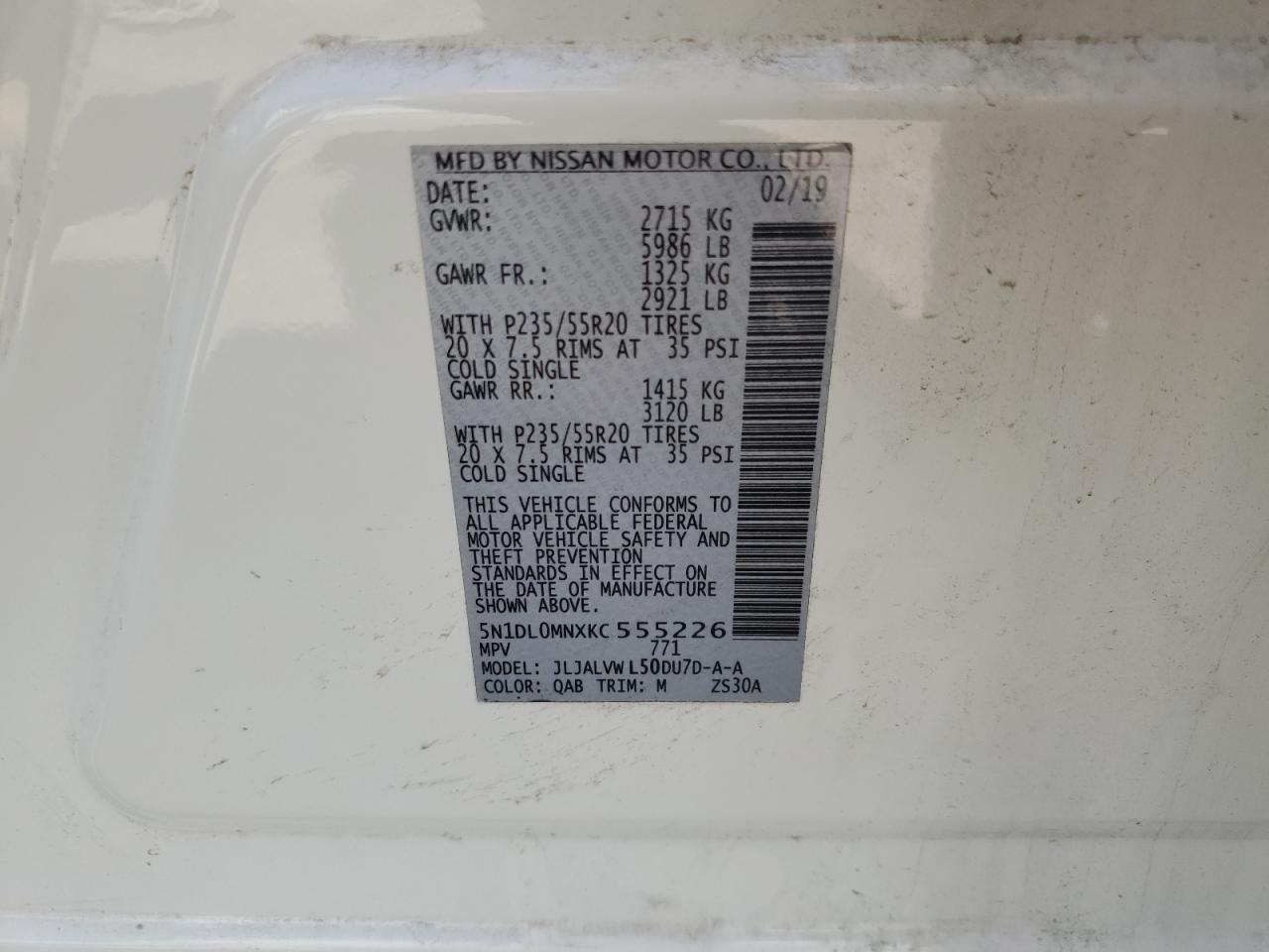 2019 Infiniti Qx60 Luxe VIN: 5N1DL0MNXKC555226 Lot: 80452245