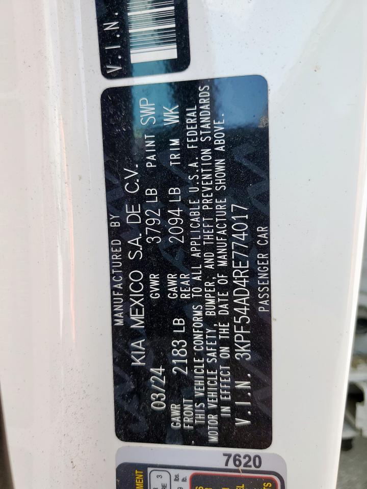 2024 Kia Forte Gt Line VIN: 3KPF54AD4RE774017 Lot: 80527935