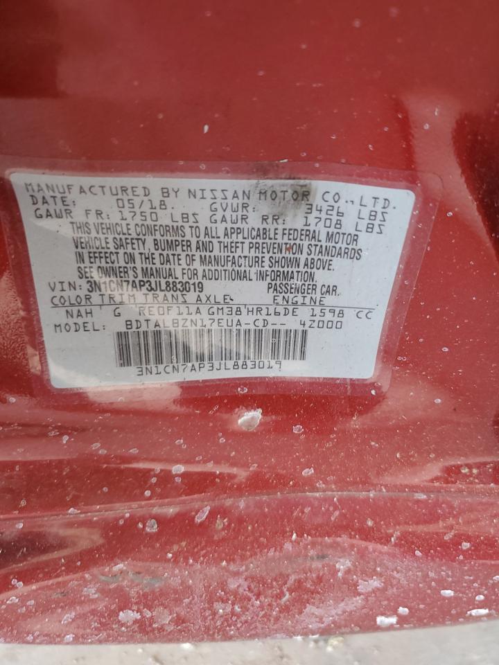 2018 Nissan Versa S VIN: 3N1CN7AP3JL883019 Lot: 71371385