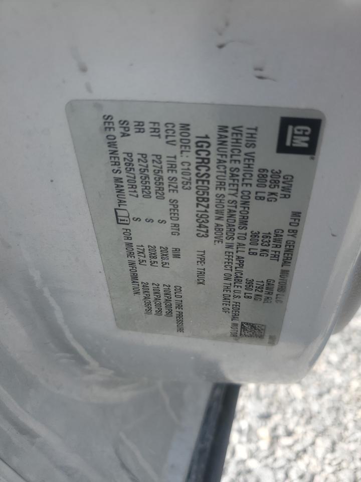 2011 Chevrolet Silverado C1500 Lt VIN: 1GCRCSE05BZ193473 Lot: 80869165