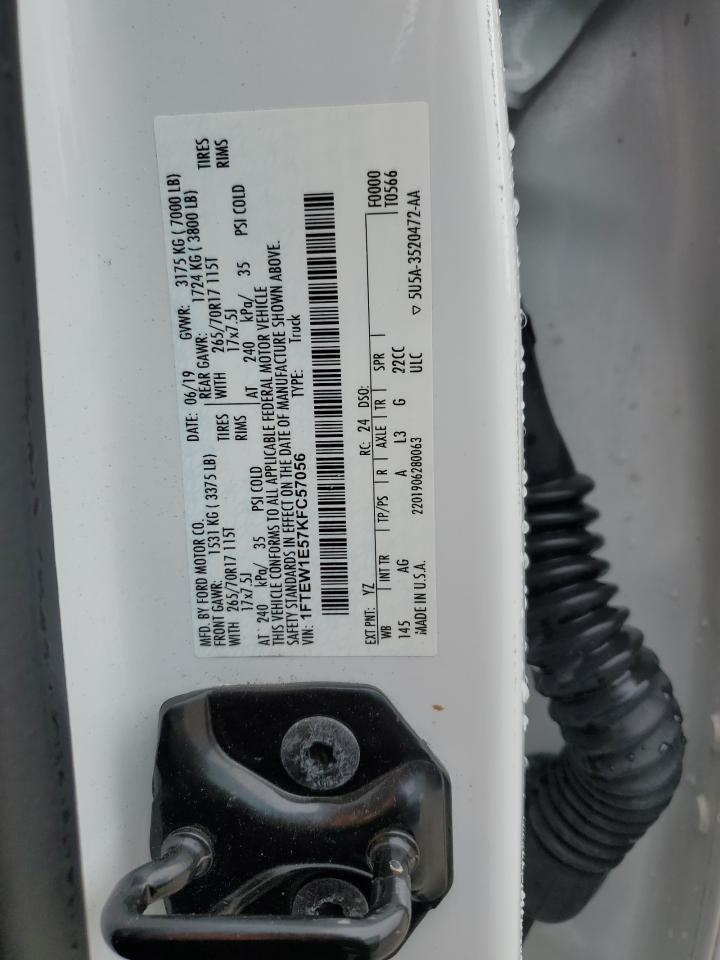 2019 Ford F150 Supercrew VIN: 1FTEW1E57KFC57056 Lot: 71164105