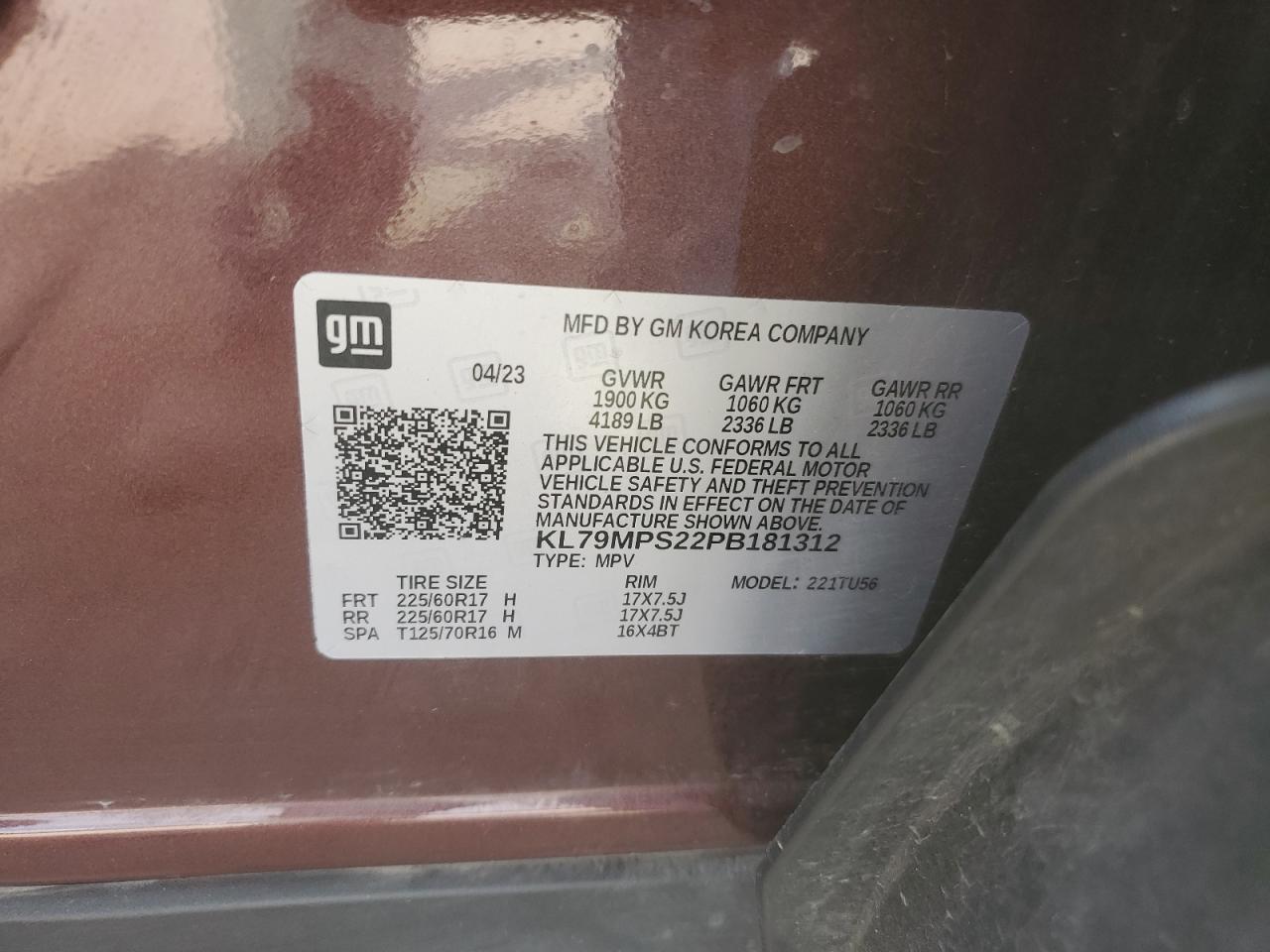 2023 Chevrolet Trailblazer Lt VIN: KL79MPS22PB181312 Lot: 71494925