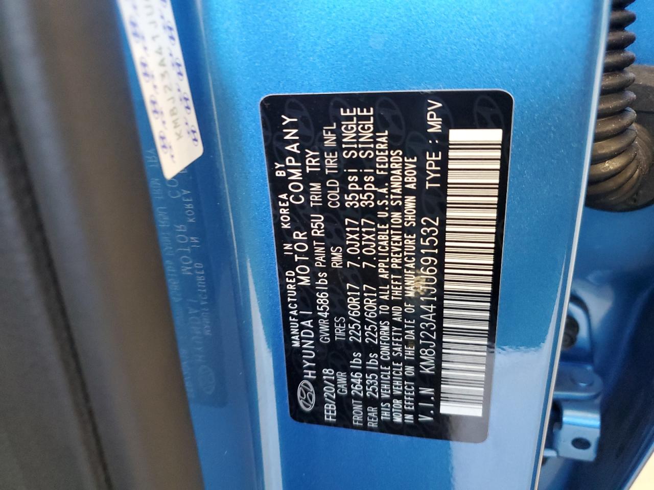 2018 Hyundai Tucson Se VIN: KM8J23A41JU691532 Lot: 81871015