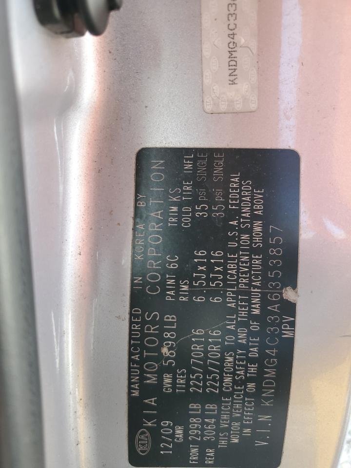 2010 Kia Sedona Lx VIN: KNDMG4C33A6353857 Lot: 80865555