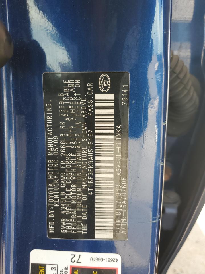 2010 Toyota Camry Base VIN: 4T1BF3EK9AU515197 Lot: 81586915