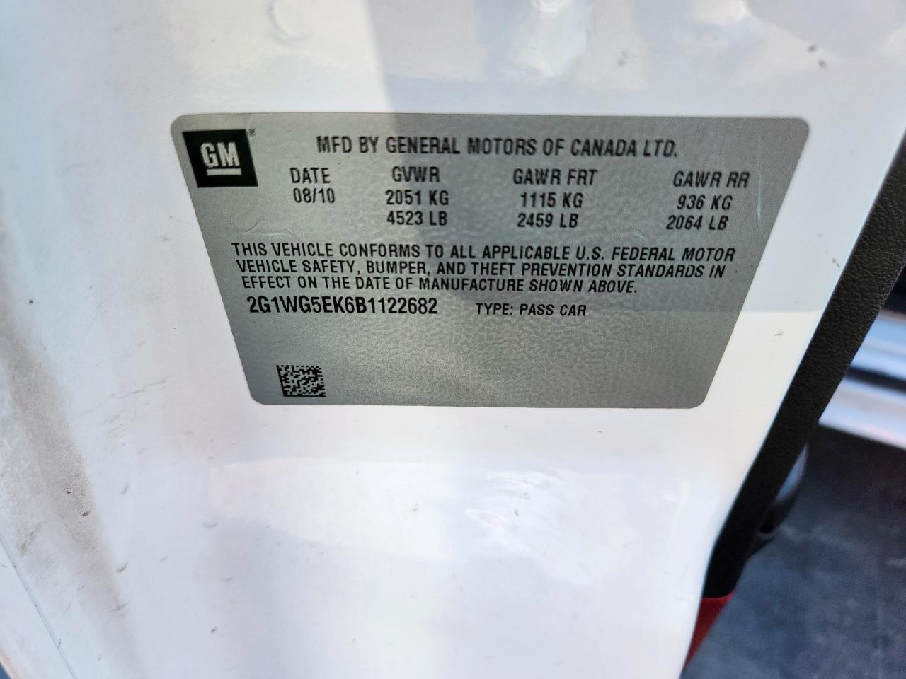 2011 Chevrolet Impala Lt VIN: 2G1WG5EK6B1122682 Lot: 83804345