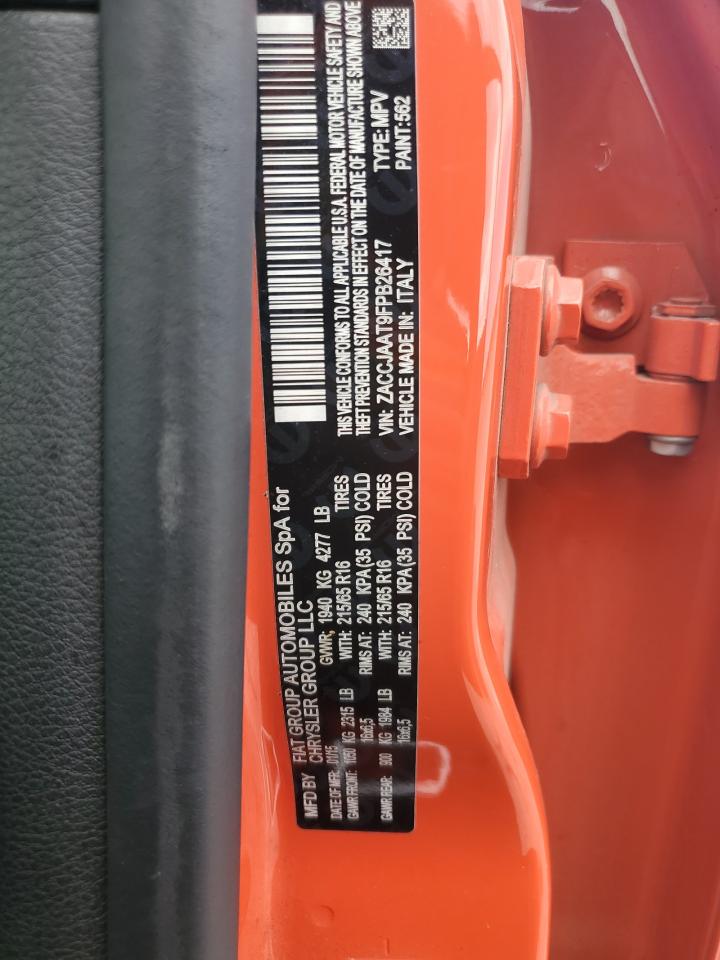 2015 Jeep Renegade Sport VIN: ZACCJAAT9FPB26417 Lot: 56911705