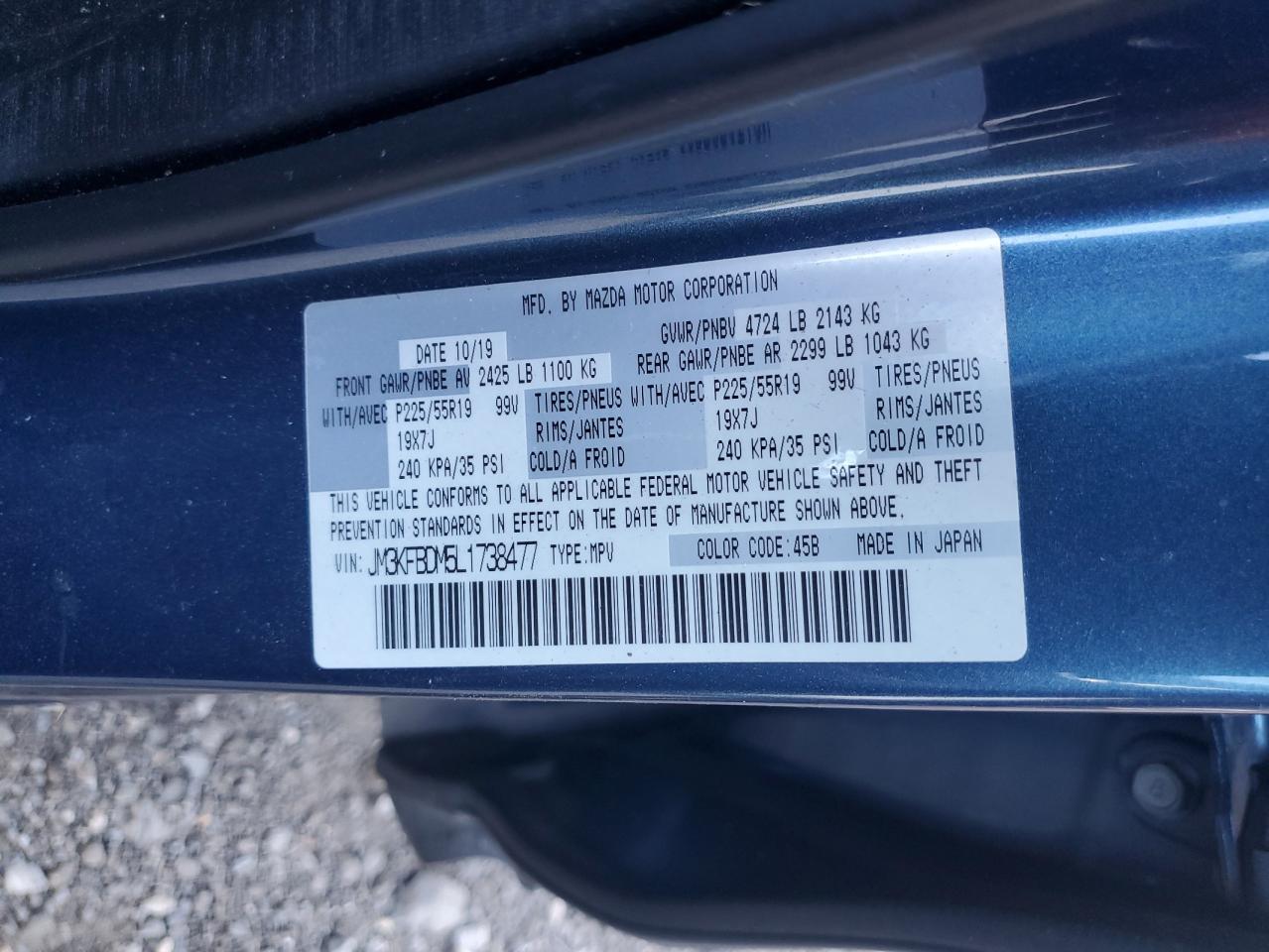 2020 Mazda Cx-5 Grand Touring VIN: JM3KFBDM5L1738477 Lot: 71618145