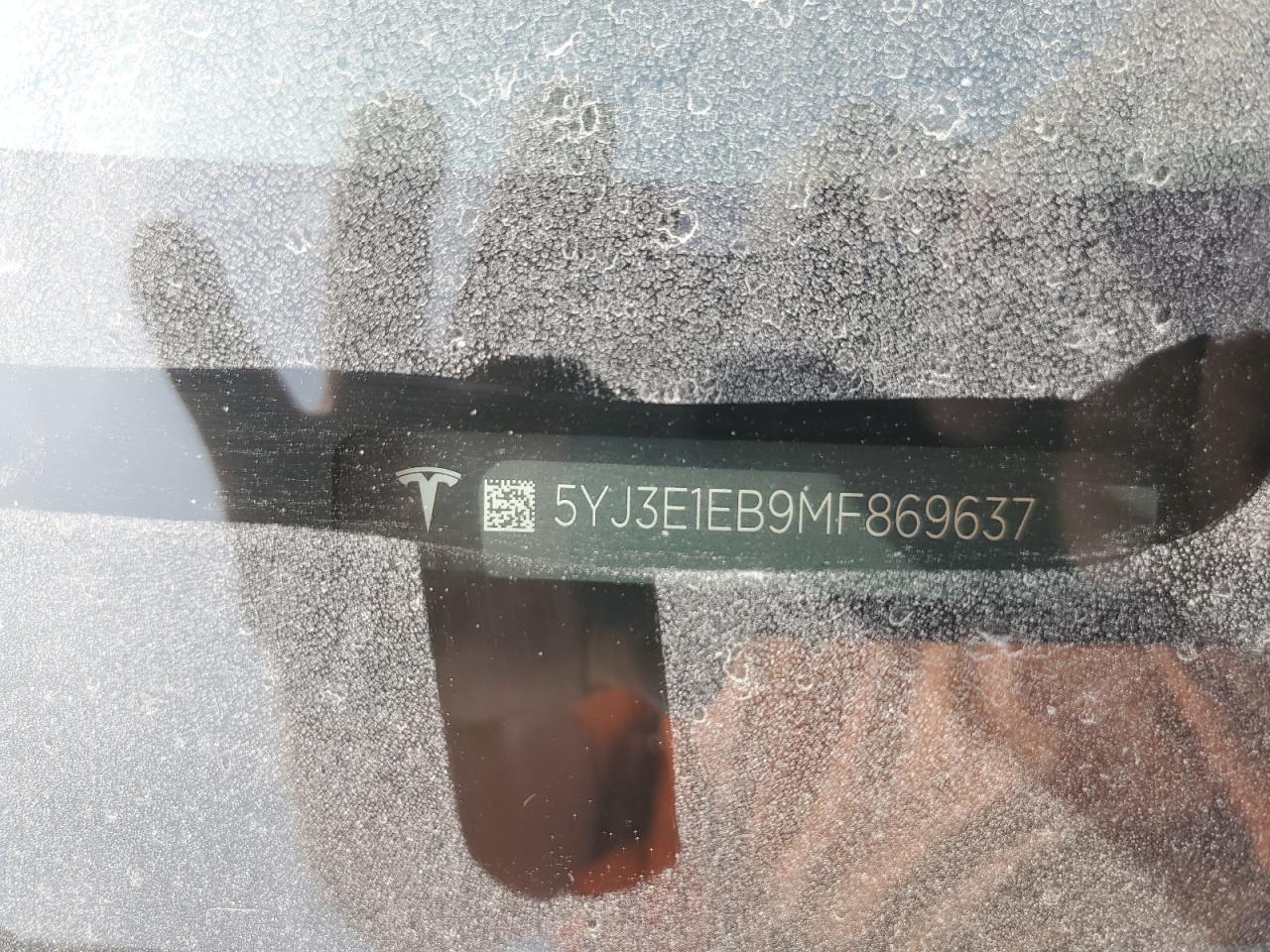 2021 Tesla Model 3 VIN: 5YJ3E1EB9MF869637 Lot: 71618055