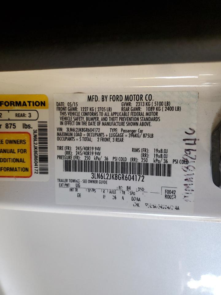 2016 Lincoln Mkz VIN: 3LN6L2JK8GR604172 Lot: 81826425