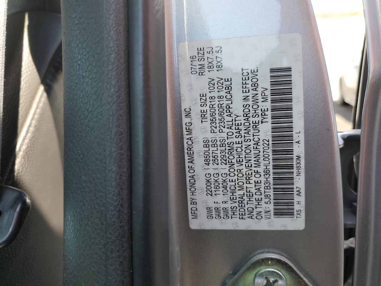 2017 Acura Rdx VIN: 5J8TB3H36HL007022 Lot: 71928635