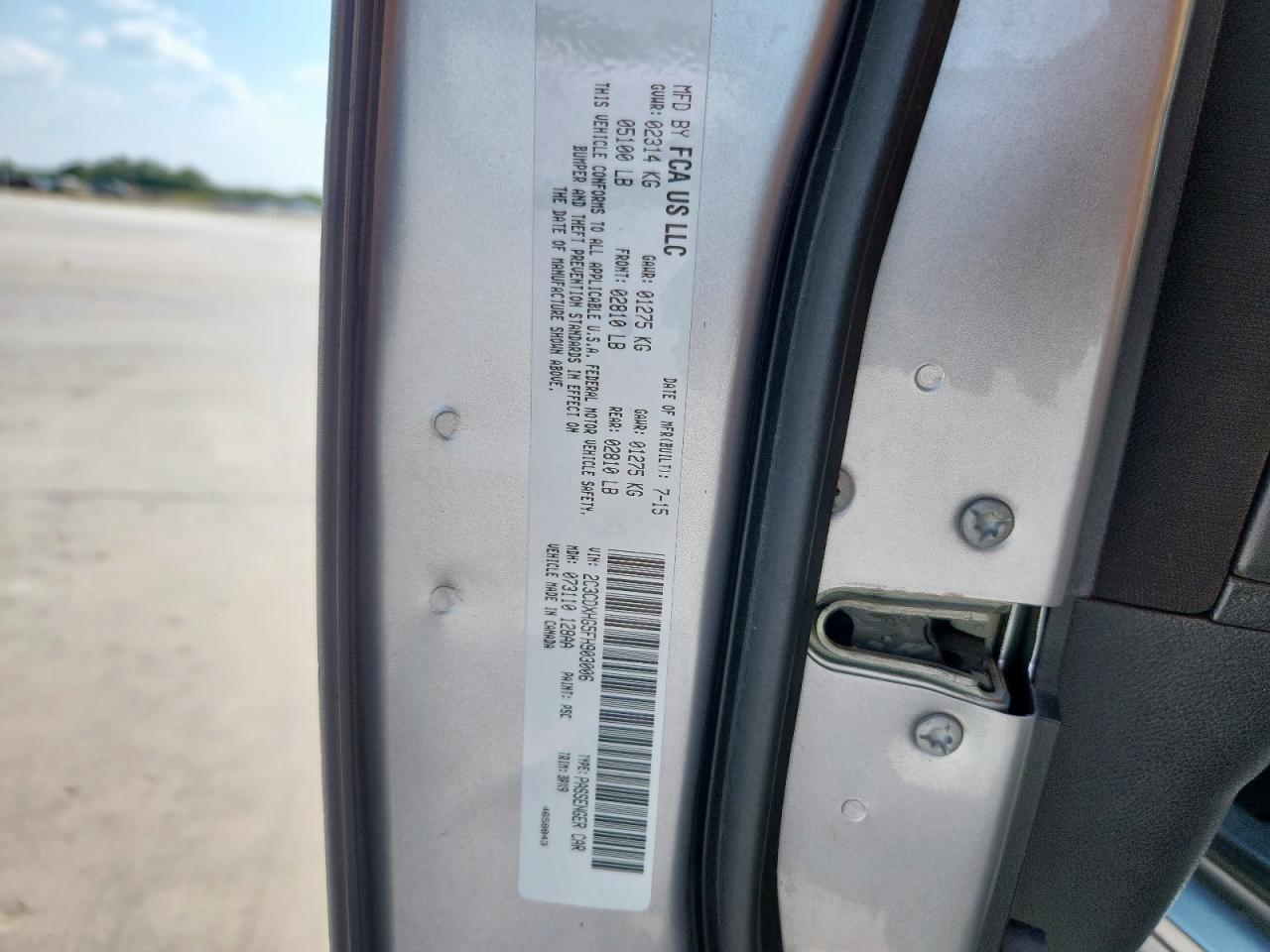 2015 Dodge Charger Sxt VIN: 2C3CDXHG5FH903006 Lot: 81062745