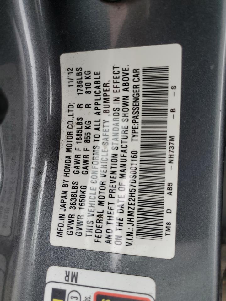 2013 Honda Insight Lx VIN: JHMZE2H57DS001160 Lot: 81976655