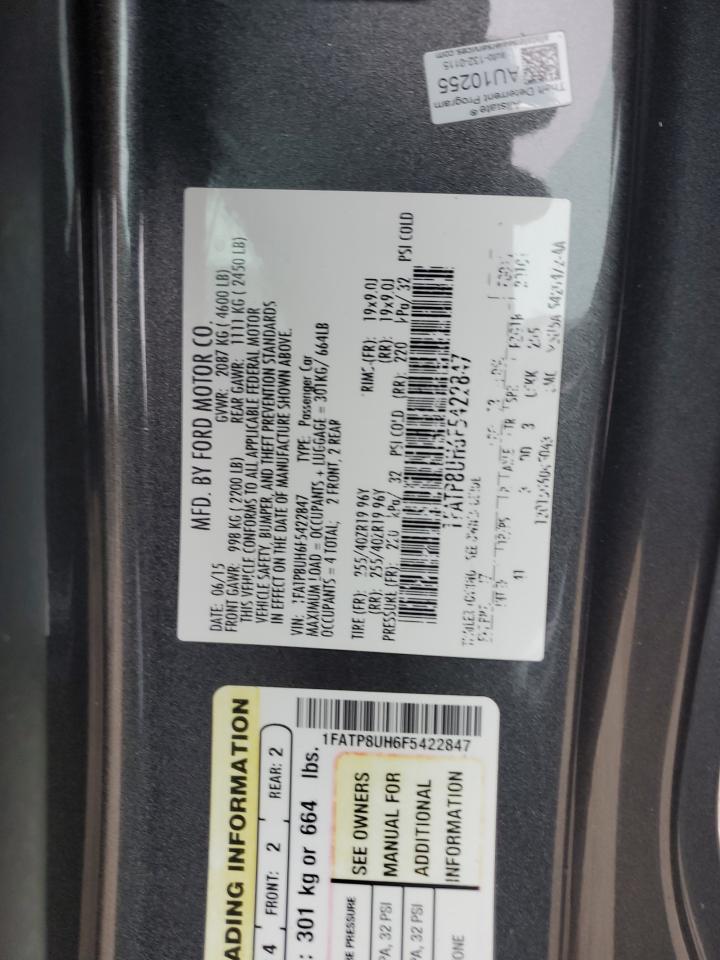 2015 Ford Mustang VIN: 1FATP8UH6F5422847 Lot: 81822305