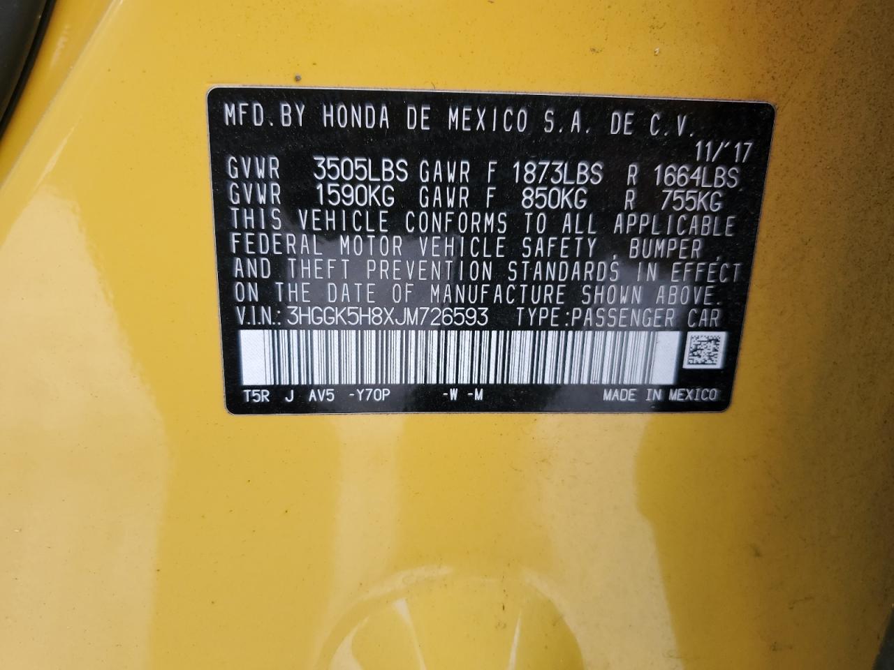 2018 Honda Fit Ex VIN: 3HGGK5H8XJM726593 Lot: 71698805