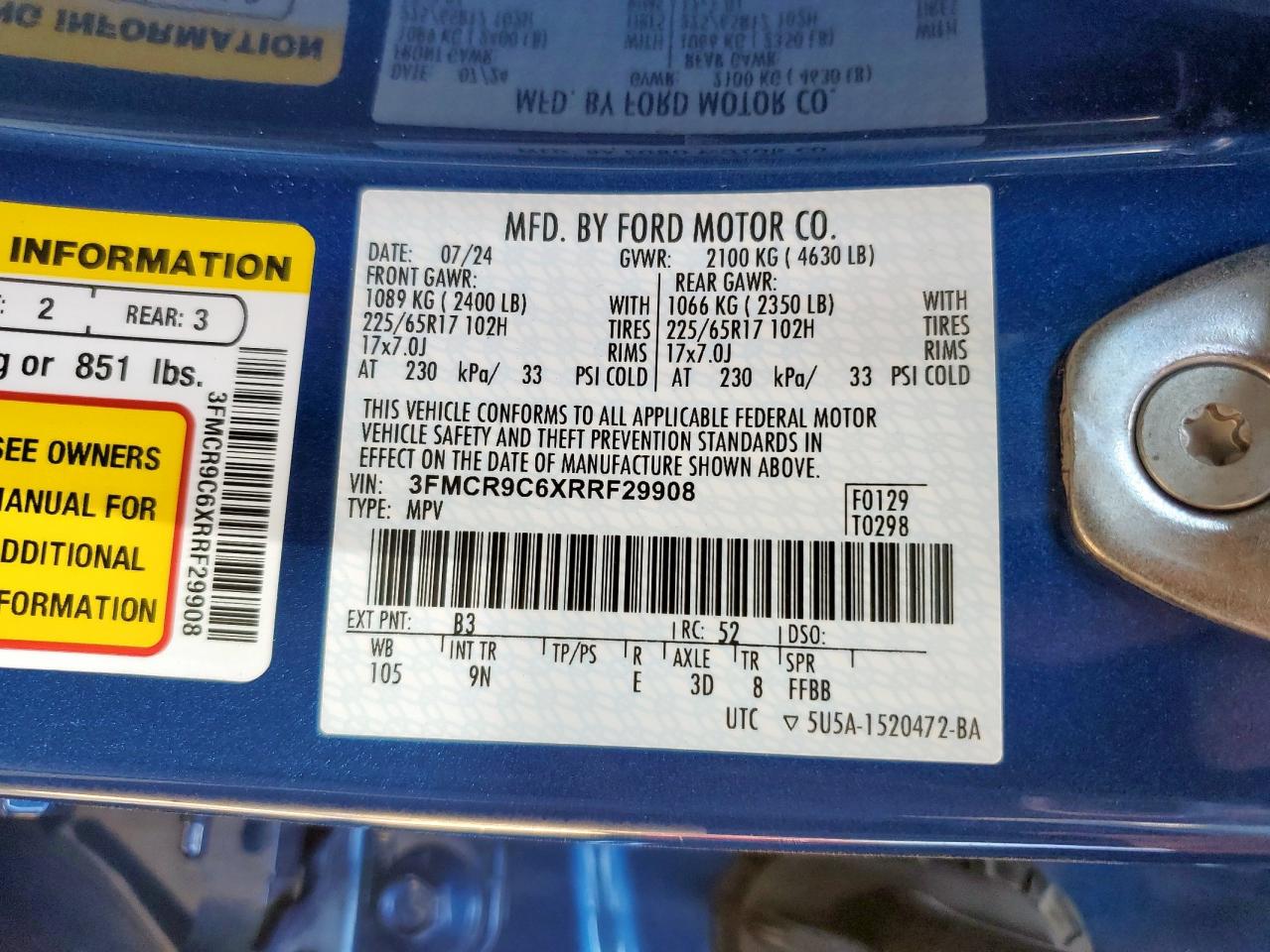 2024 Ford Bronco Sport Outer Banks VIN: 3FMCR9C6XRRF29908 Lot: 81491365