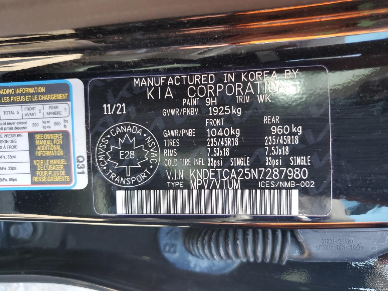 2022 Kia Seltos Sx VIN: KNDETCA25N7287980 Lot: 70936655