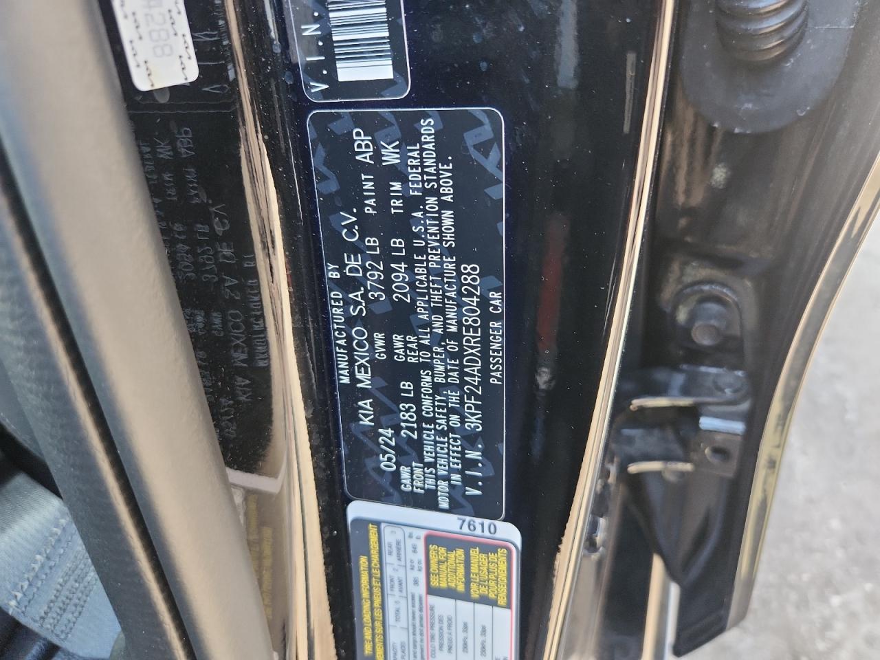 2024 Kia Forte Lx VIN: 3KPF24ADXRE804288 Lot: 84384985