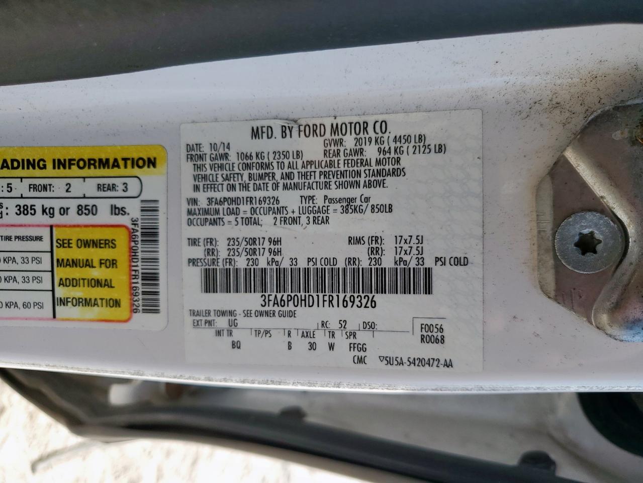 2015 Ford Fusion Se VIN: 3FA6P0HD1FR169326 Lot: 81955855