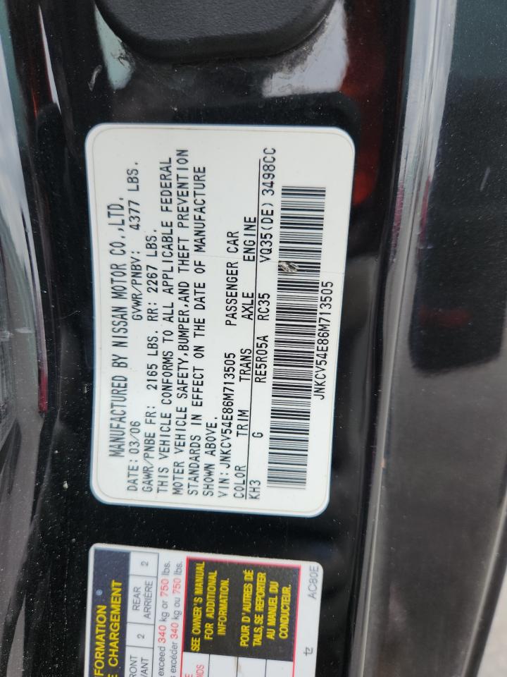 2006 Infiniti G35 VIN: JNKCV54E86M713505 Lot: 70844965