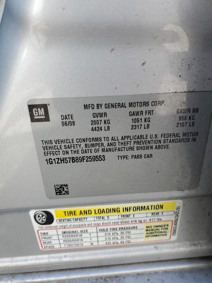 2009 Chevrolet Malibu 1Lt VIN: 1G1ZH57B89F259553 Lot: 81583685