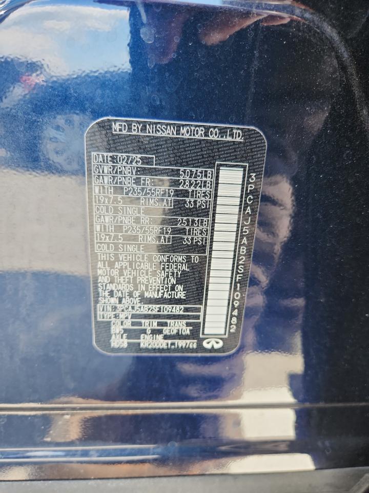 2025 Infiniti Qx50 Pure VIN: 3PCAJ5AB2SF109482 Lot: 71230265