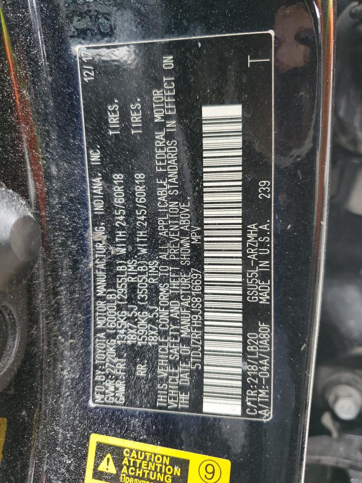 2018 Toyota Highlander Se VIN: 5TDJZRFH9JS816697 Lot: 71269725