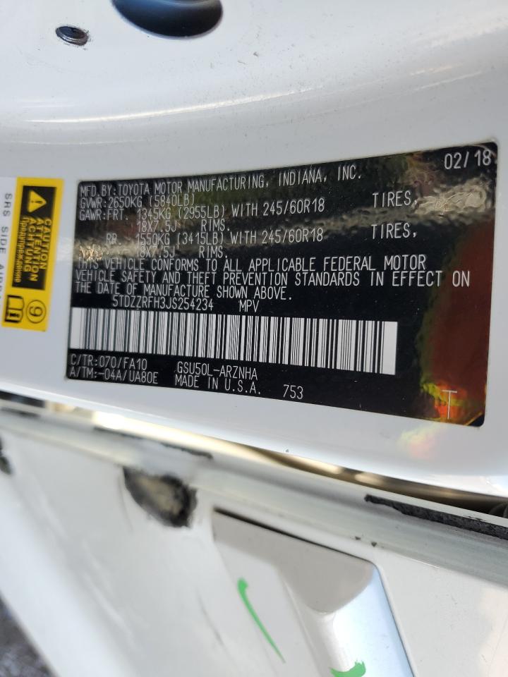 2018 Toyota Highlander Le VIN: 5TDZZRFH3JS254234 Lot: 81393595